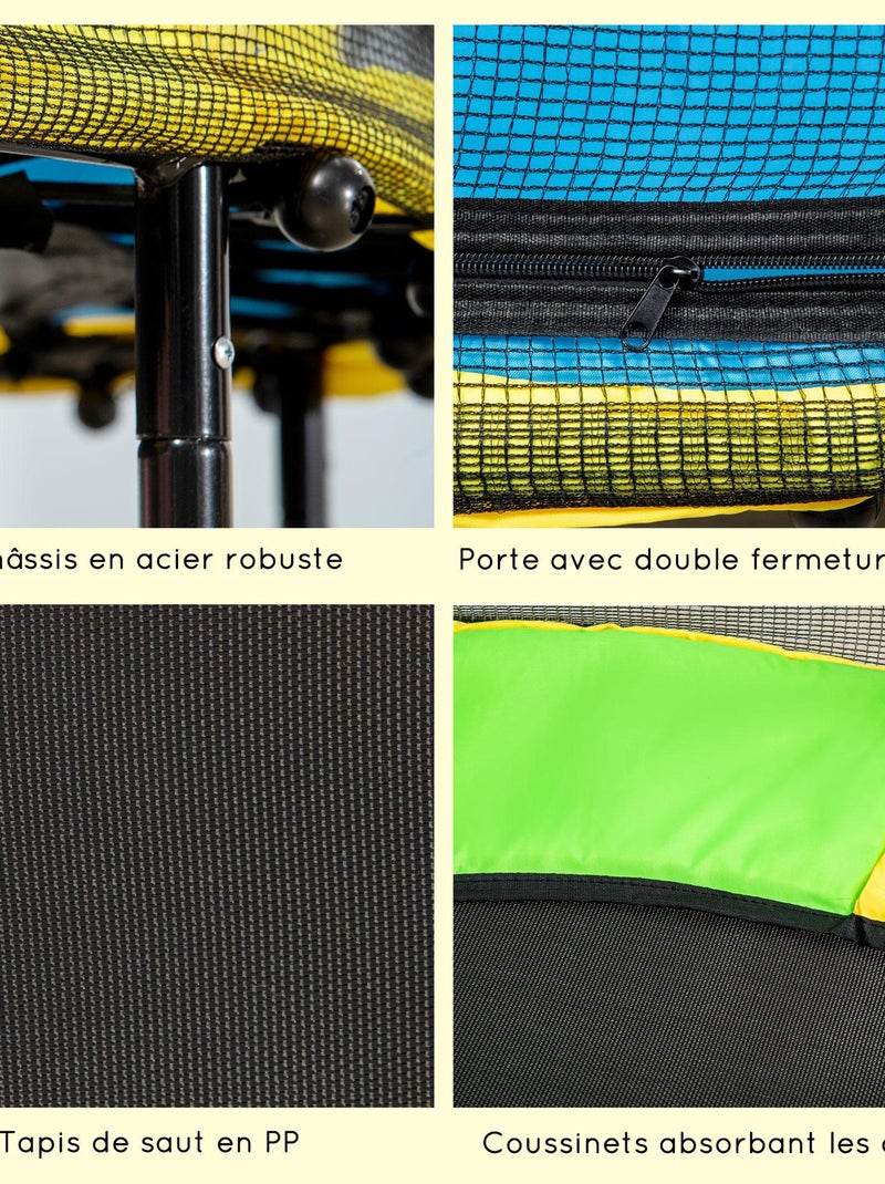 Trampoline enfant Ø 1,40 m 6 poteaux accessoires inclus multicolore Noir - Kiabi
