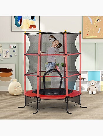 Trampoline enfant Ø1,63 x 1,9H m filet de sécurité couvre-ressorts
