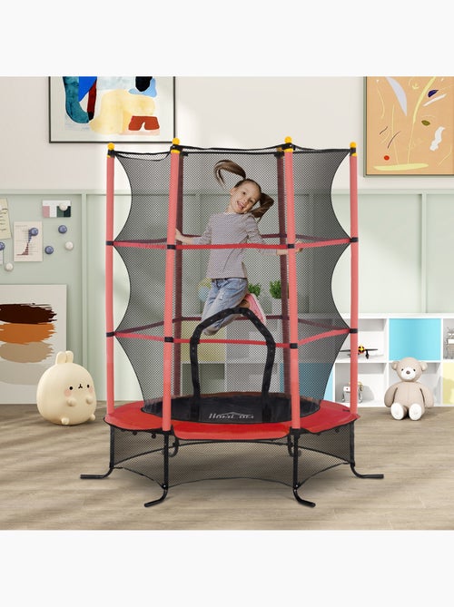 Trampoline enfant Ø1,63 x 1,9H m filet de sécurité couvre-ressorts - Kiabi Trampoline enfant Ø1,63 x 1,9H m filet de sécurité couvre-ressorts - Kiabi