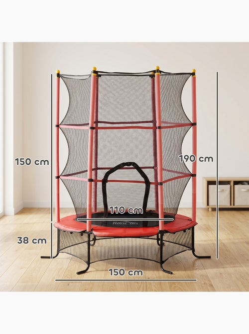 Trampoline enfant Ø1,63 x 1,9H m filet de sécurité couvre-ressorts - Kiabi Trampoline enfant Ø1,63 x 1,9H m filet de sécurité couvre-ressorts - Kiabi