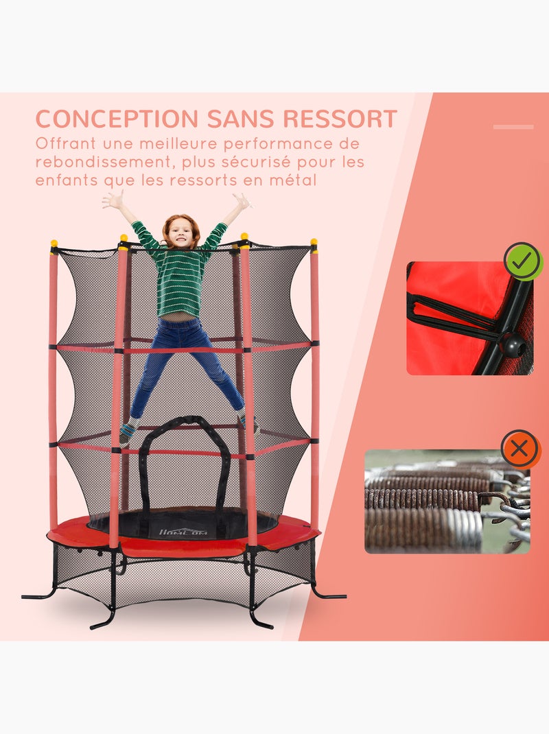 Trampoline enfant Ø1,63 x 1,9H m filet de sécurité couvre-ressorts Rouge - Kiabi