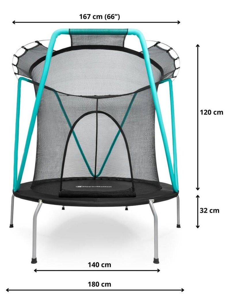 Trampoline enfant avec filet de sécurité- Ø 167cm Zippée-Trampoline enfant 3-8 ans 25 kg max N/A - Kiabi