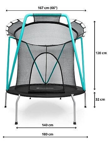 Trampoline enfant avec filet de sécurité 167cm HyperMotion