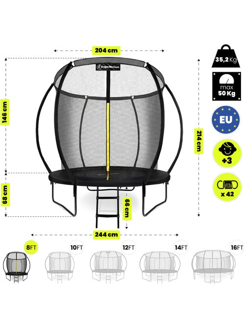 Trampoline enfant avec filet et échelle 244cm HyperMotion - Kiabi