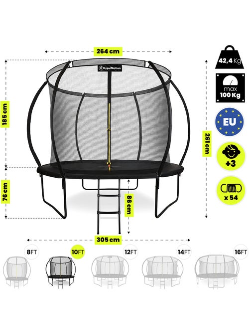 Trampoline enfant avec filet et échelle 305cm HyperMotion - Kiabi