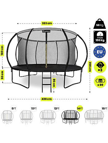 Trampoline enfant avec filet et échelle 430cm HyperMotion