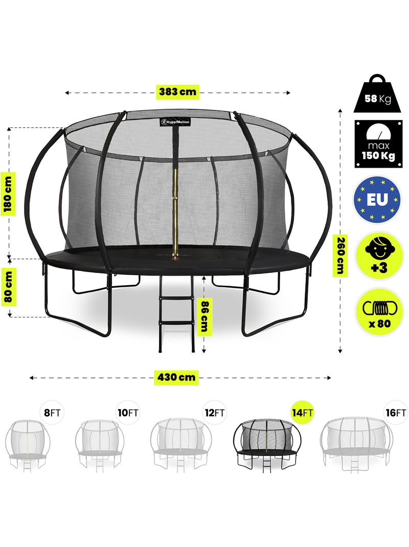 Trampoline enfant avec filet et échelle 430cm HyperMotion Noir - Kiabi