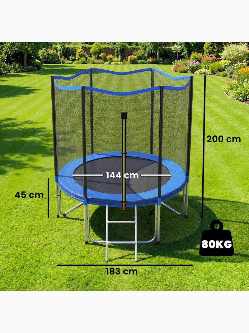 Trampoline enfant complet dia. 1,83 m 80 Kg max. Bleu Bleu - Kiabi