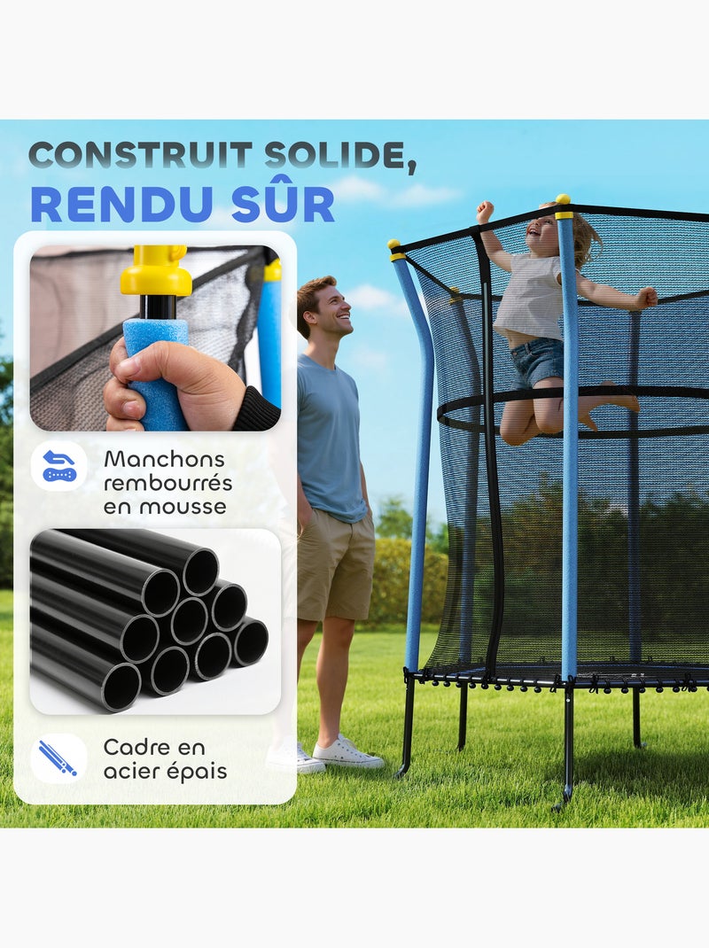 Trampoline enfant dia. 1,63 x 1,9H m charge max. 50 Kg tout équipé Bleu Bleu - Kiabi