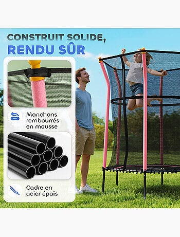 Trampoline enfant dia. 1,63 x 1,9H m charge max. 50 Kg tout équipé