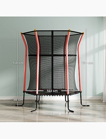 Trampoline enfant dia. 1,63 x 1,9H m charge max. 50 Kg tout équipé
