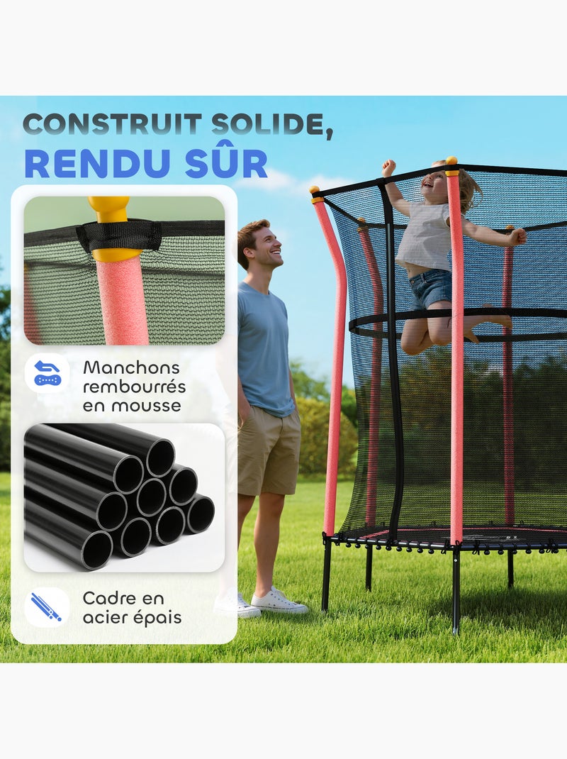 Trampoline enfant dia. 1,63 x 1,9H m charge max. 50 Kg tout équipé Rouge - Kiabi