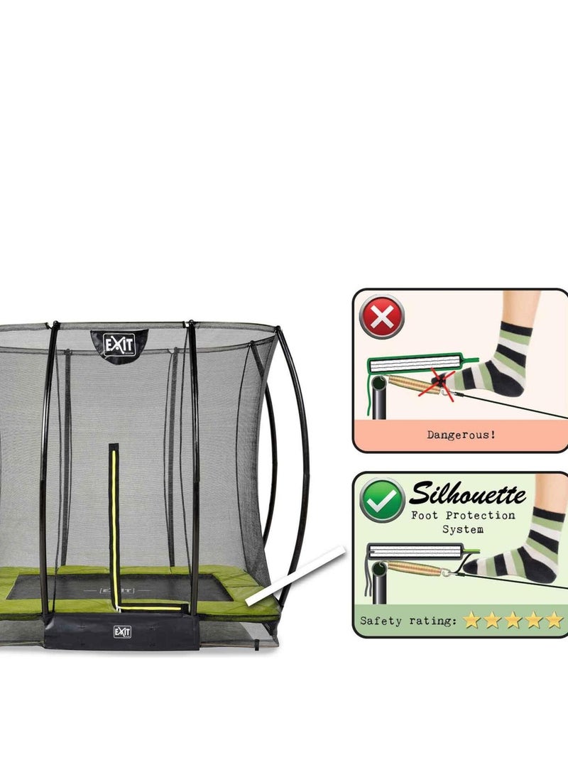 Trampoline enterré 153x214cm noir et filet de sécurité Sihouette EXIT Vert - Kiabi