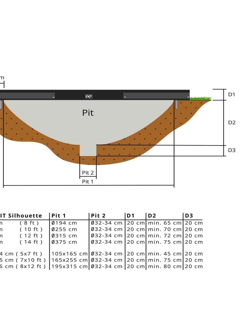 Trampoline enterré rond 427cm vert et filet de sécurité Sihouette EXIT Noir - Kiabi