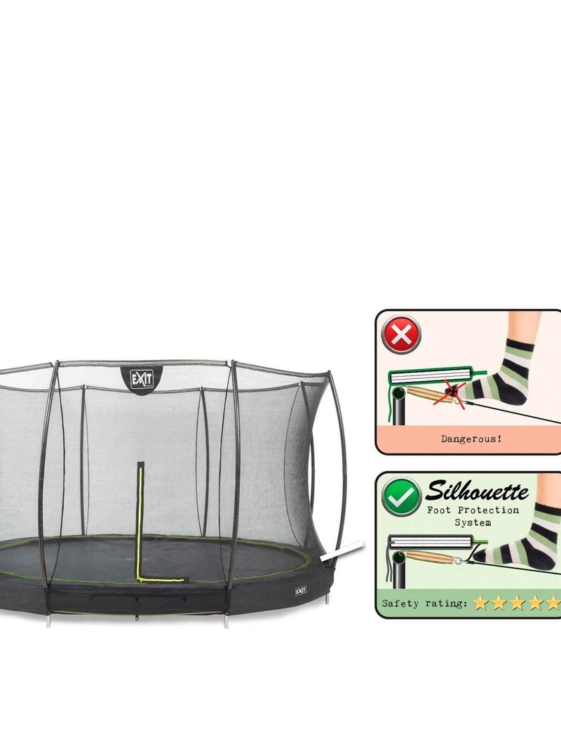 Trampoline enterré rond 427cm vert et filet de sécurité Sihouette EXIT Noir - Kiabi