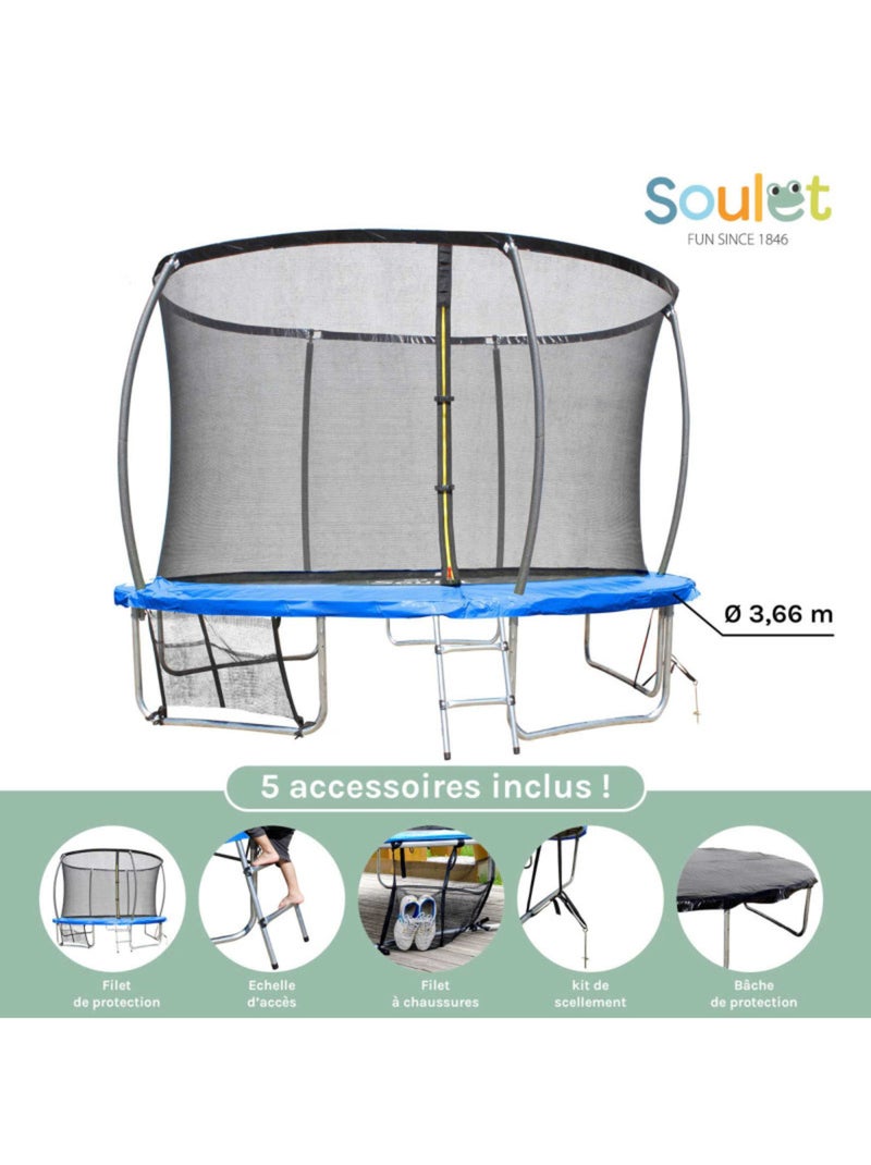 Trampoline extérieur 3,66m pour enfants avec filet de protection Noir - Kiabi