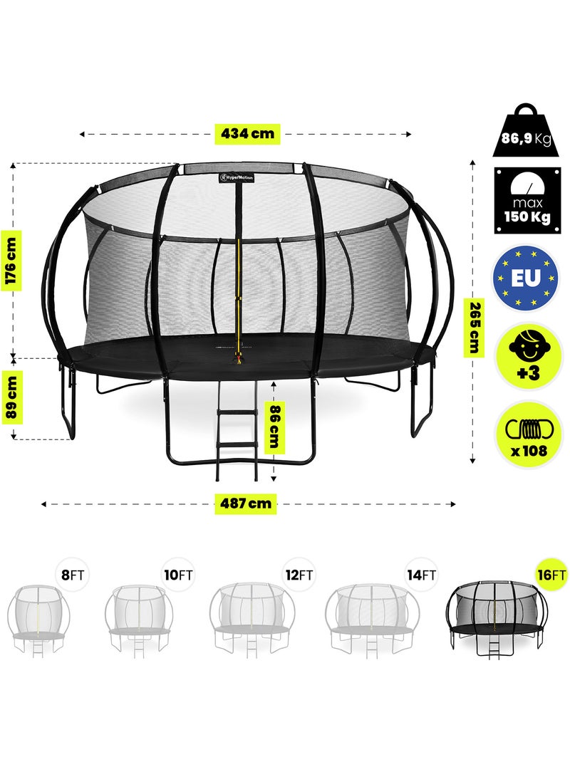 Trampoline extérieur géant 487cm 16FT HyperMotion Noir - Kiabi