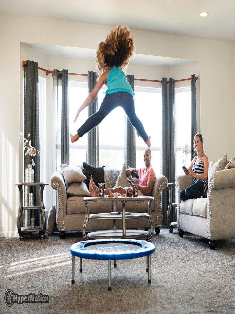 Trampoline Fitness Max 25Kg - Diamètre 91cm 36 Ressorts 6 pieds antidérapants, Pliable Bleu - Kiabi