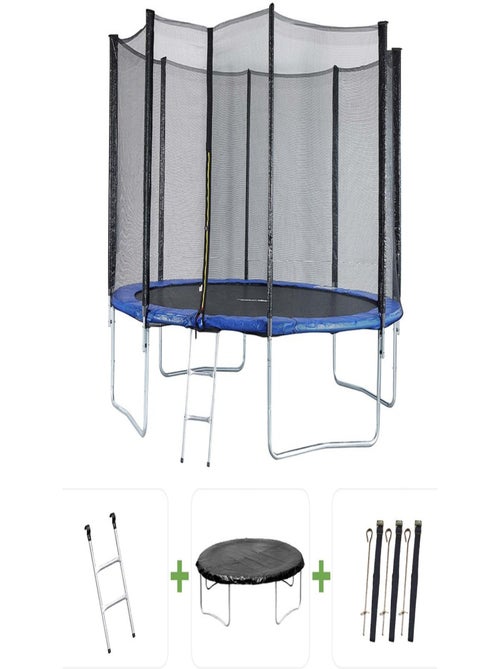 Trampoline "Joycy" - Ø 4,27 m - Avec Filet + échelle + couverture + kit d'ancrage - Kiabi