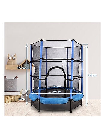Trampoline pour Enfants 3 à 6 ans, Diamètre 140 - Hauteur 162 cm - Filet de protection