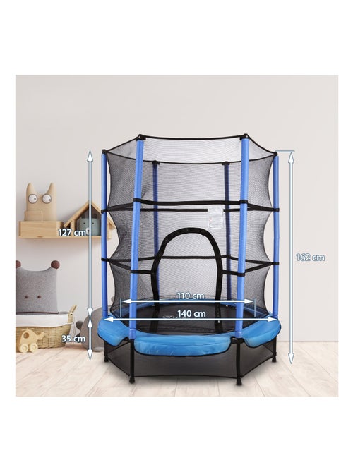 Trampoline pour Enfants 3 à 6 ans, Diamètre 140 - Hauteur 162 cm - Filet de protection - Kiabi Trampoline pour Enfants 3 à 6 ans, Diamètre 140 - Hauteur 162 cm - Filet de protection - Kiabi