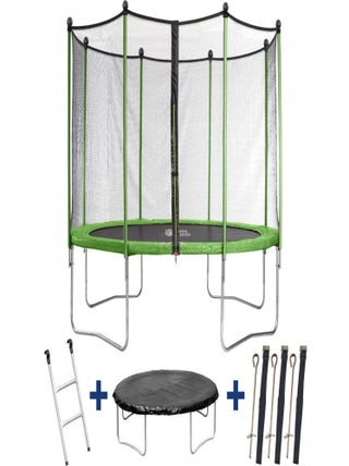 Trampoline "Yoopi" - Ø 3.65 m - Avec filet + échelle + couverture + kit d'ancrage