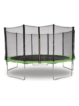 Trampoline " Yoopi " - Ø 4.60 m - Vert - Avec filet + échelle + couverture + kit d'ancrage