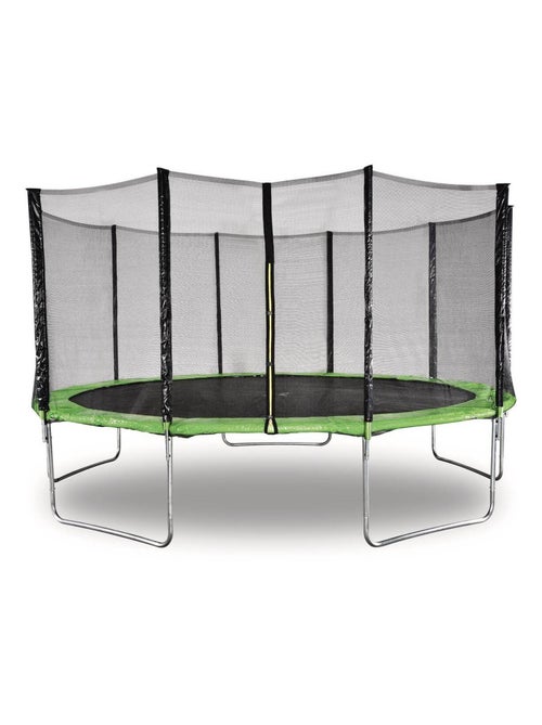 Trampoline " Yoopi " - Ø 4.60 m - Vert - Avec filet + échelle + couverture + kit d'ancrage - Kiabi