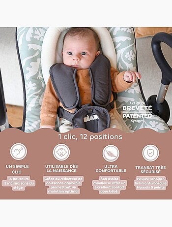Transat - beaba - up & down i - réglable en hauteur - playprint nature