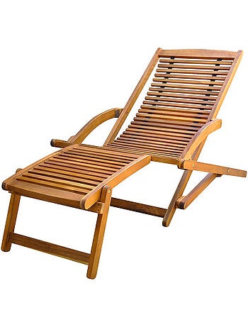 Transat avec repose pied en bois d'acacia