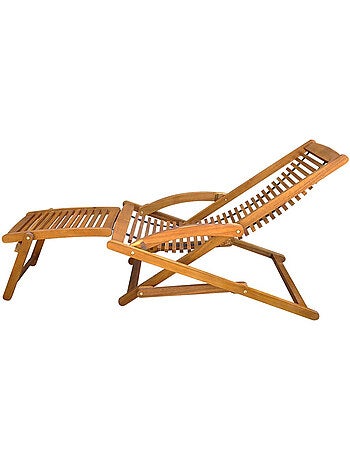 Transat avec repose pied en bois d'acacia