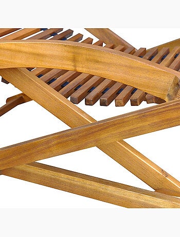 Transat avec repose pied en bois d'acacia