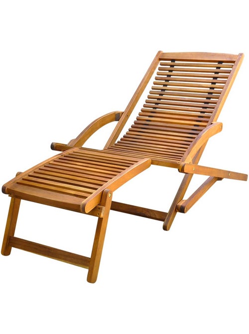 Transat avec repose pied en bois d'acacia - Kiabi Transat avec repose pied en bois d'acacia - Kiabi