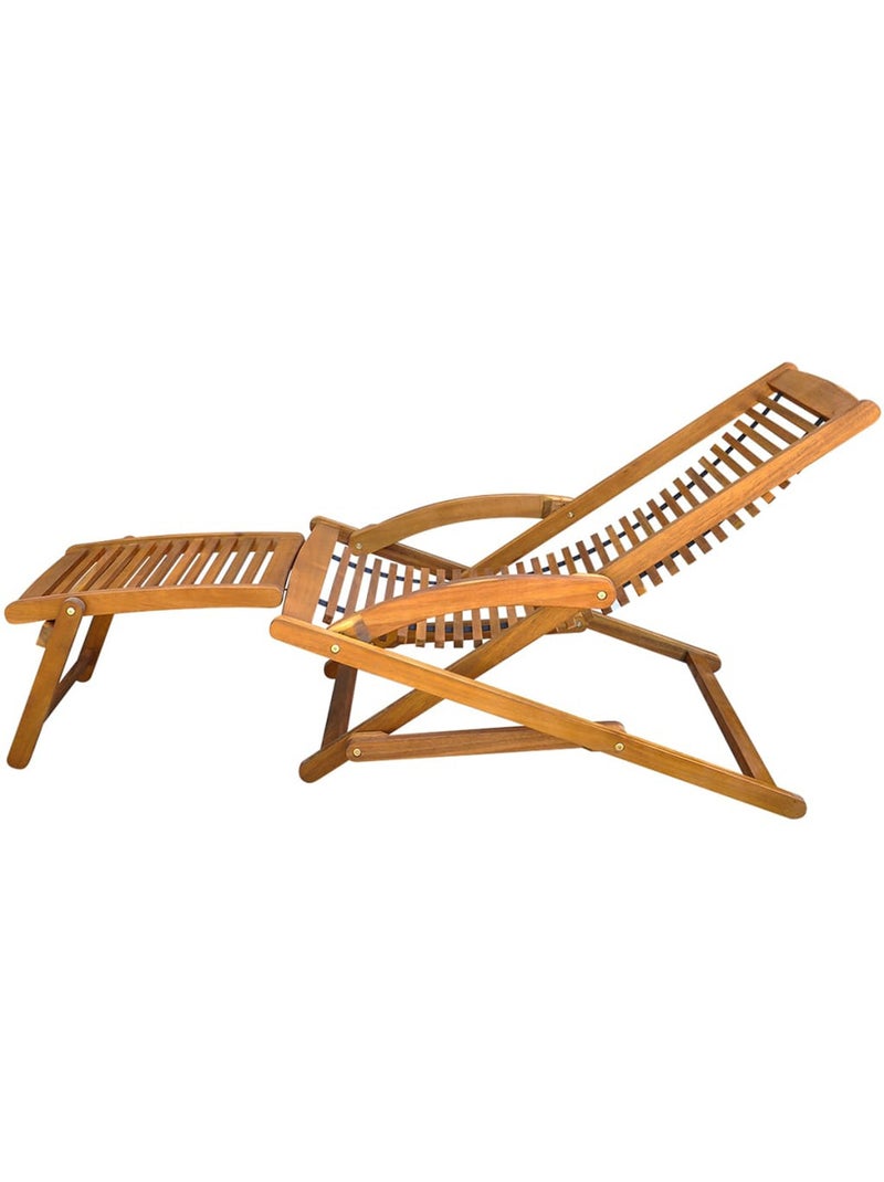 Transat avec repose pied en bois d'acacia Marron foncé - Kiabi