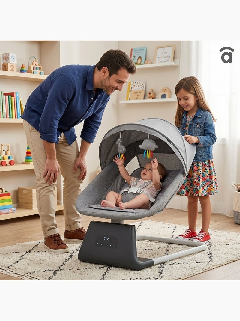 Transat bébé Bluetooth avec balancement Bali Asalvo Gris - Kiabi