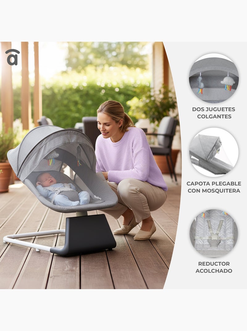 Transat bébé Bluetooth avec balancement Bali Asalvo Gris - Kiabi