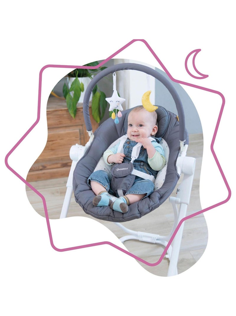 Transat Bébé en Hauteur inclinable et pliable, Compact'Up Moonlight 'Badabulle' Gris foncé - Kiabi