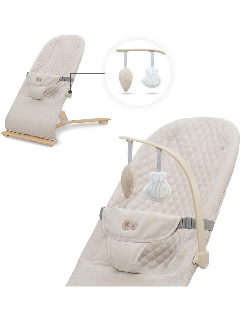Transat Bébé Kinderkraft MIMI réglable 3 positions avec arche de jeux et pliage compact Beige clair - Kiabi