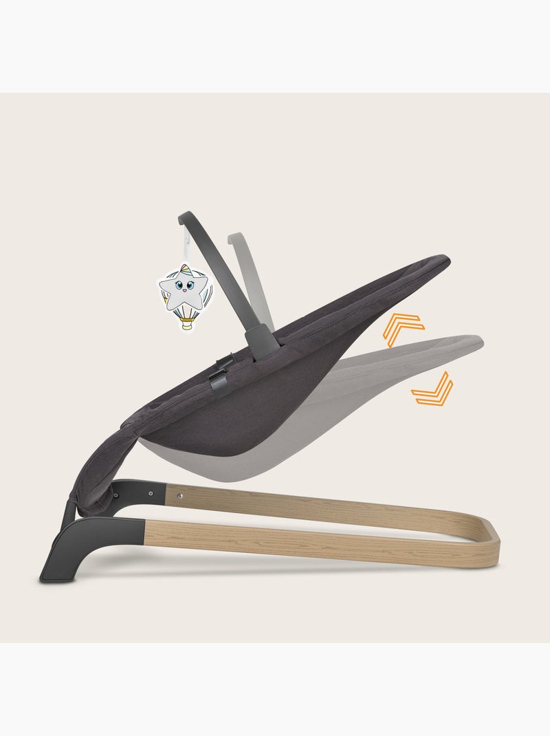 Transat bébé LIONELO June - Mouvement de balancement naturel - Léger - Pliage à plat gris anthracite - Kiabi