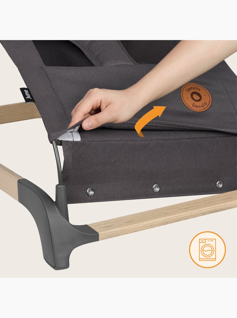 Transat bébé LIONELO June - Mouvement de balancement naturel - Léger - Pliage à plat gris anthracite - Kiabi