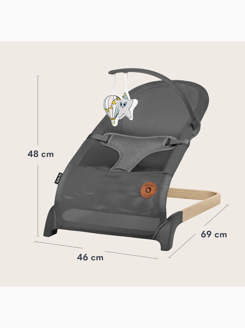 Transat bébé LIONELO June Air - Circulation d’air - Léger - Pliage à plat Gris - Kiabi