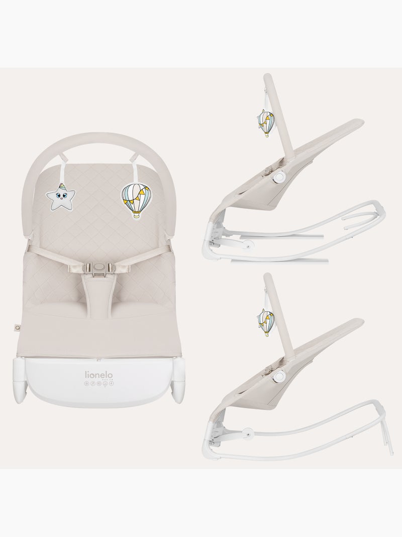 Transat bébé lionelo vinci - circulation d’air - léger - 3 modes de balancement - 4 mélodies - calme Beige - Kiabi