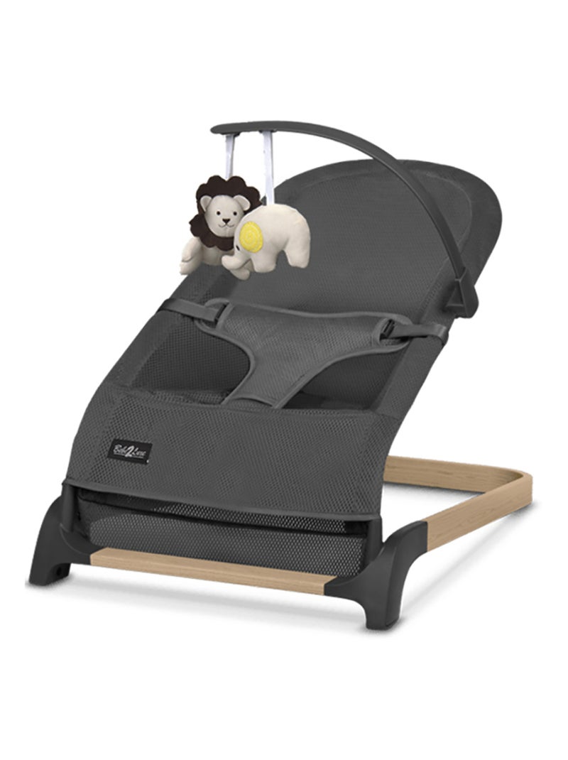 Transat bébé Mila Anthracite effet bois + arche Noir - Kiabi