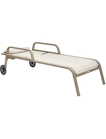 Transat de jardin à roulettes 4 positions inclinable en aluminium OSMALA