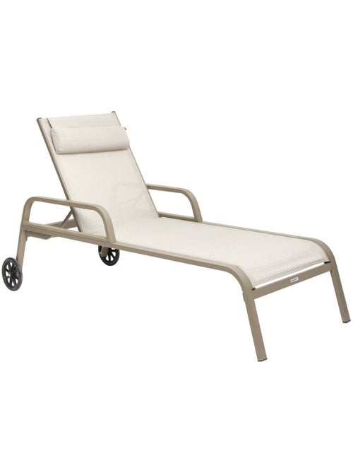Transat de jardin à roulettes 4 positions inclinable en aluminium OSMALA - Kiabi