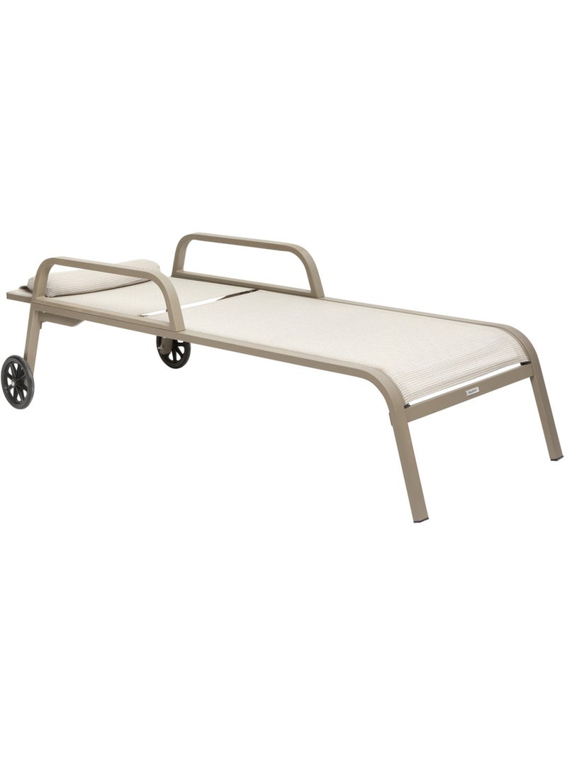 Transat de jardin à roulettes 4 positions inclinable en aluminium OSMALA Marron - Kiabi