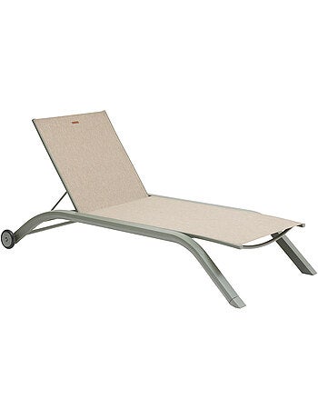 Transat de jardin à roulettes 6 positions inclinable en aluminium jimani