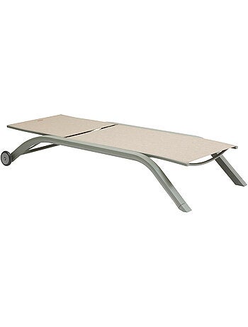 Transat de jardin à roulettes 6 positions inclinable en aluminium jimani