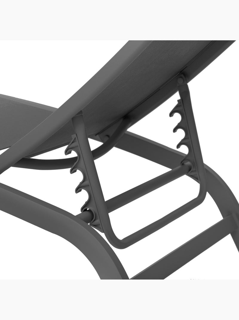 Transat de jardin en aluminium empilable 4 positions BONAO gris anthracite - Kiabi