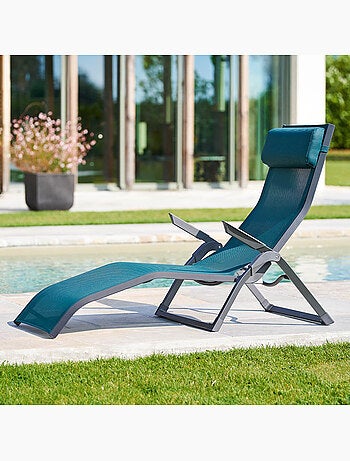 Transat de jardin en aluminium pliant 2 positions DECIMA